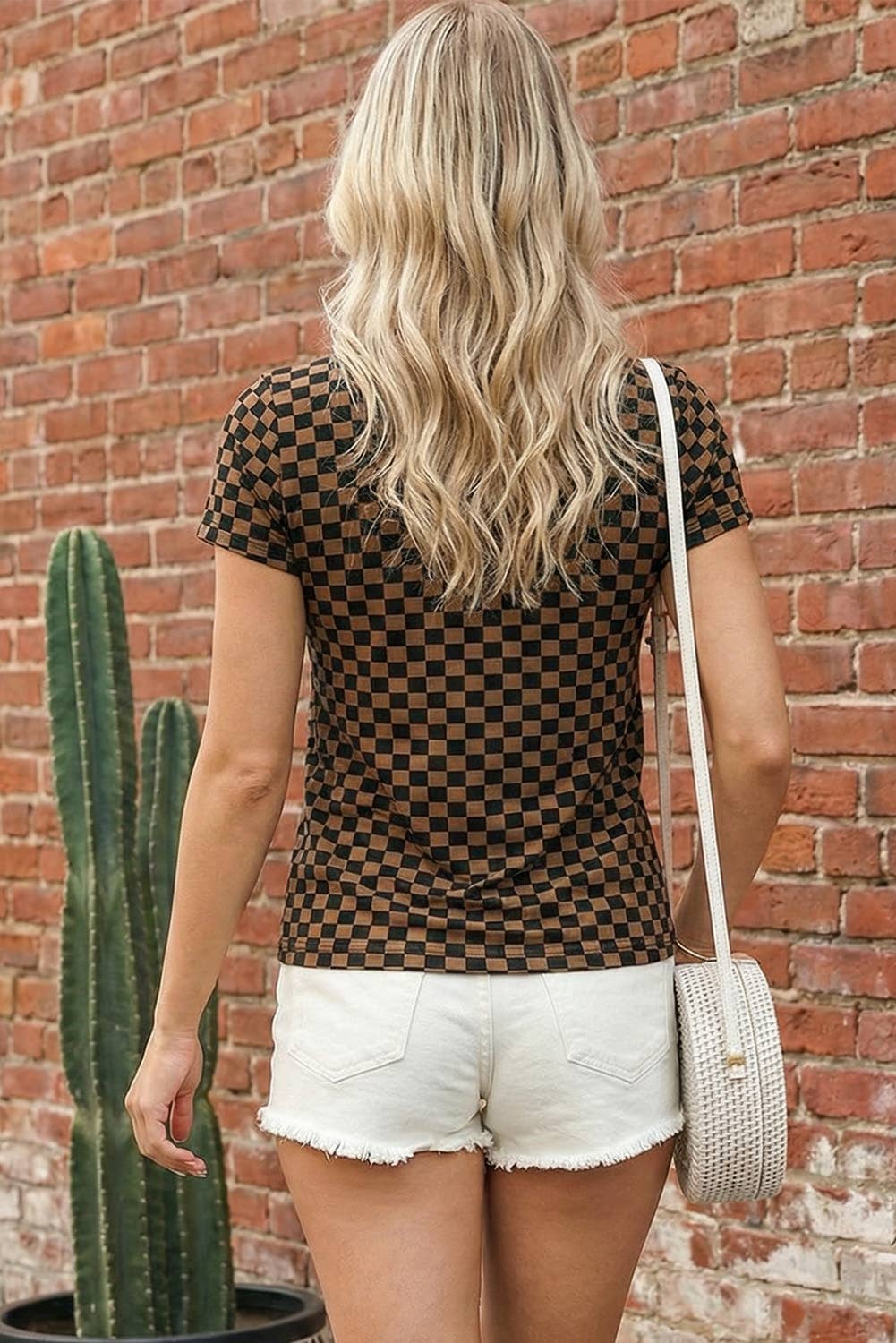 Checkered western top