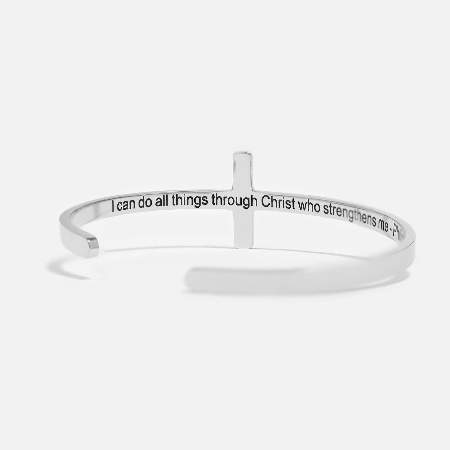 Cross Cuff Bracelet with Christian Scripture Philippians 4:13