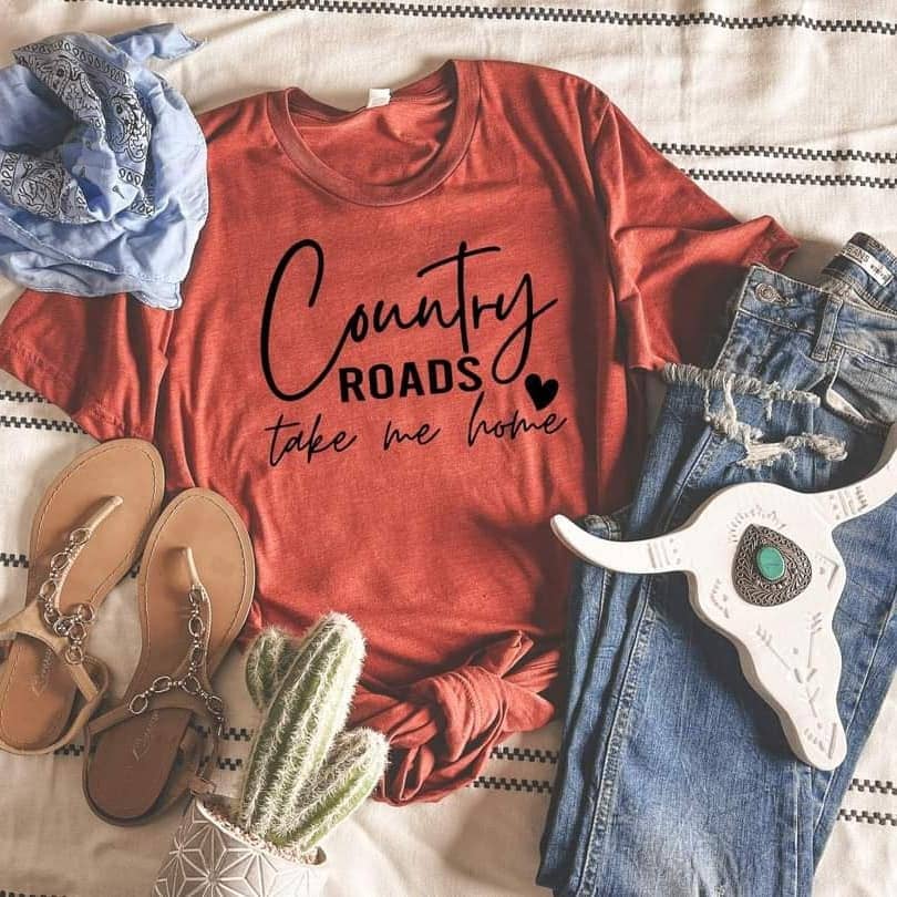 COUNTRY ROADS RUST WESTERN GRAPHIC TEE