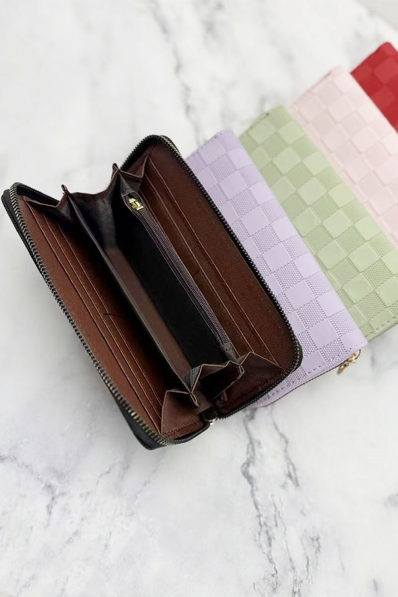 Checkered vegan leather wallet