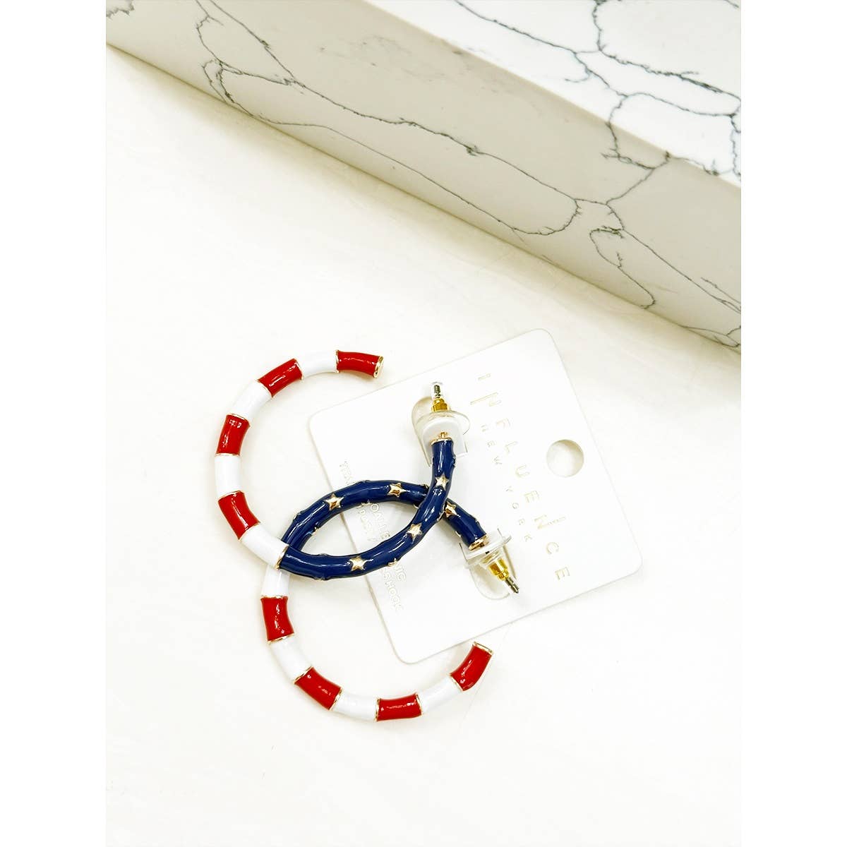 American Flag Shaped Enamel Hoop Earring