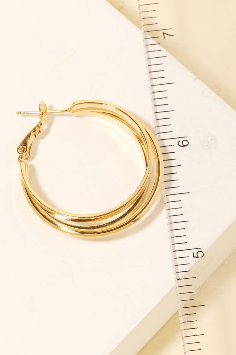 Mixed 3 Stacked Metallic Hoop Earrings