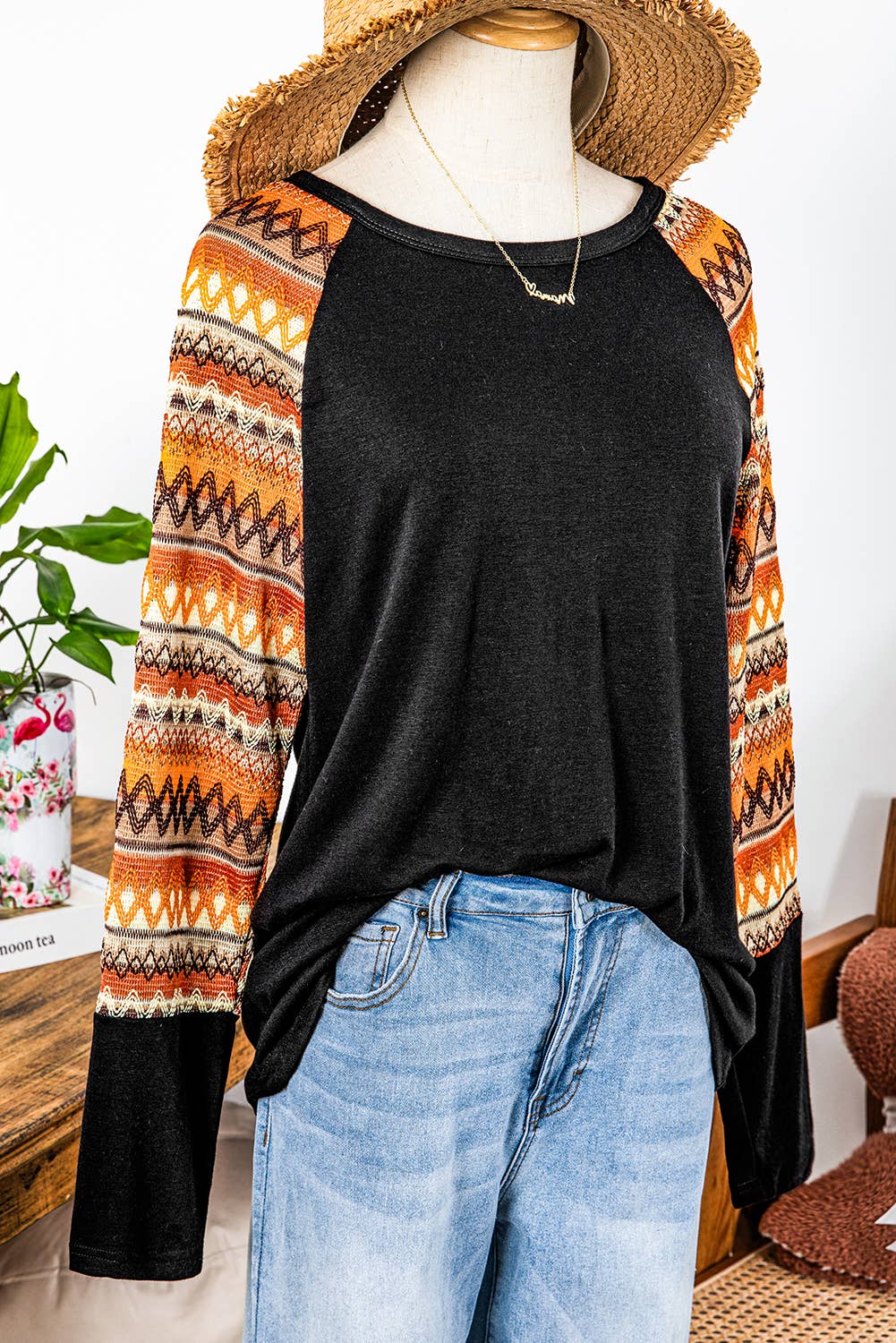 Fall Patterned Sleeve Tee