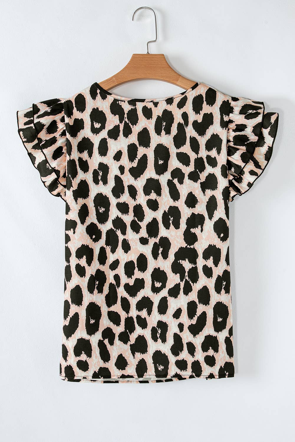 Leopard Print Ruffled Sleeve Blouse