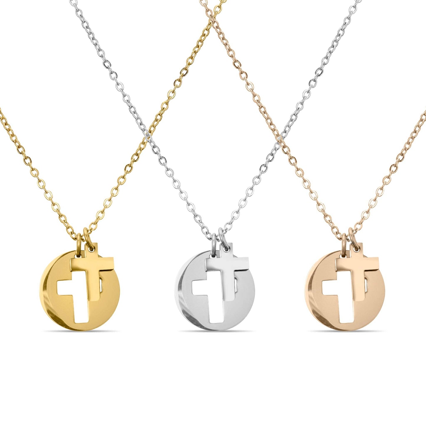 Stainless Steel Cross Cutout Necklace