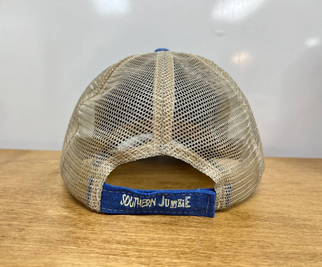 Blue Hat with Beige Mesh