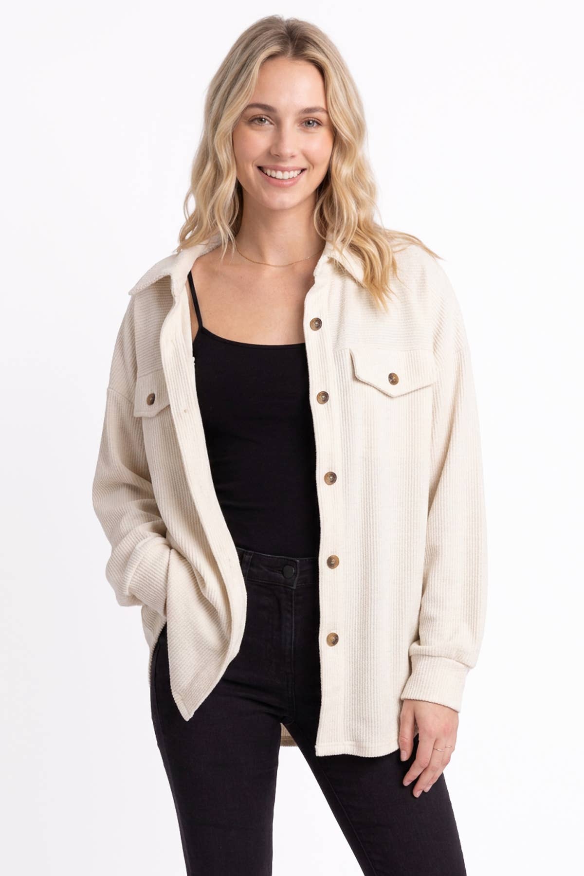 Rib Knit Button Down Shacket