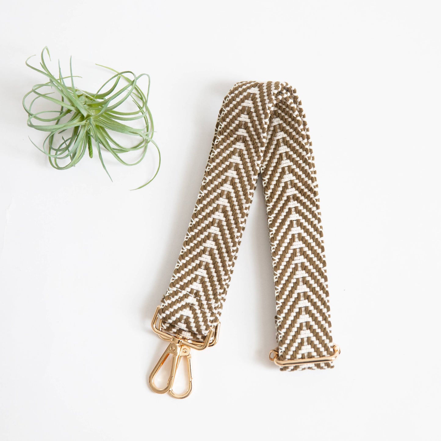 Guitar Style Purse Strap Olive/Cream Zig