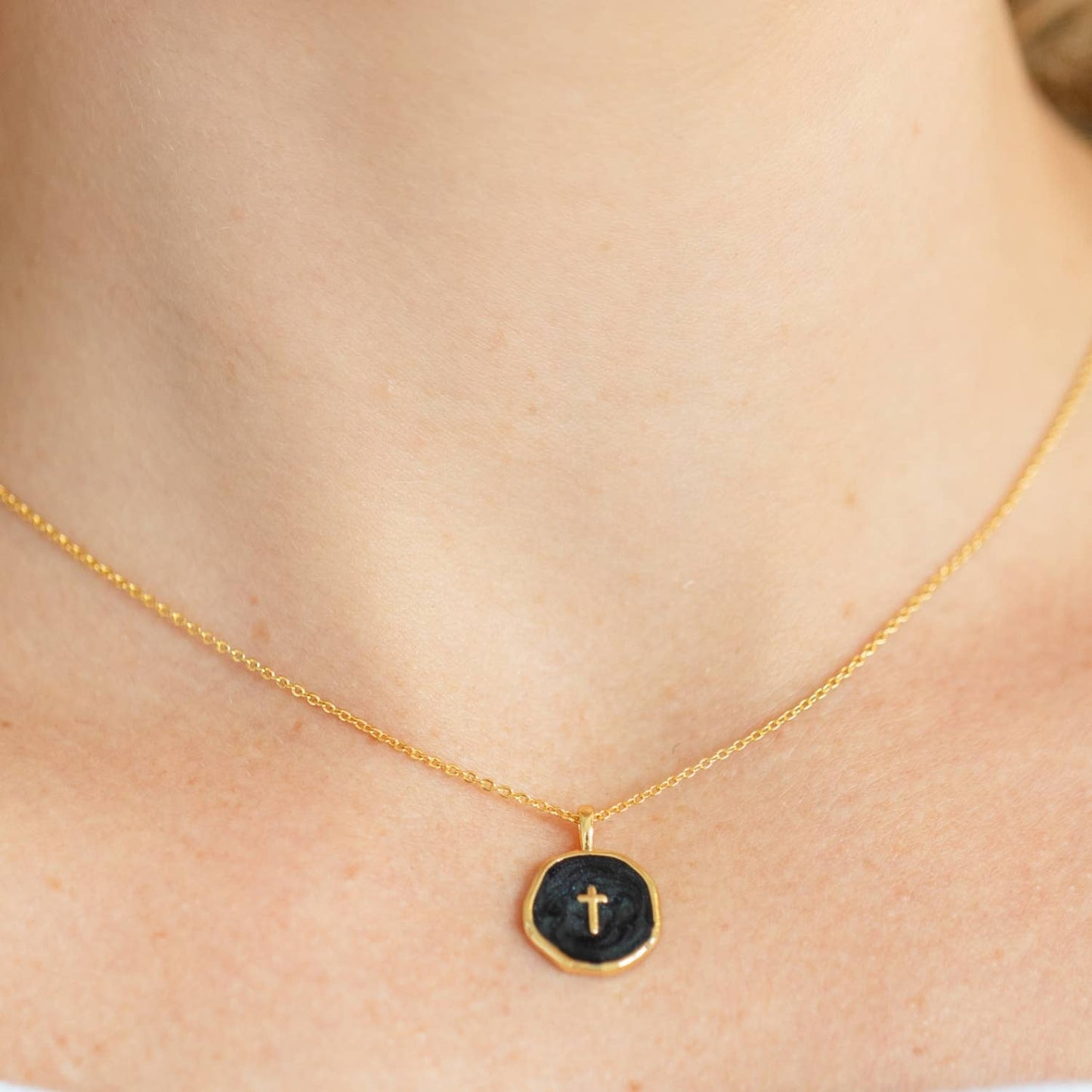 Minimal Cross Medallion Necklace