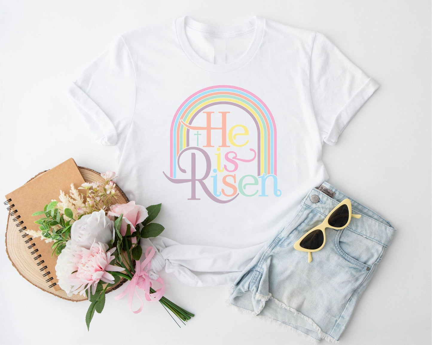 He is risen white tee
