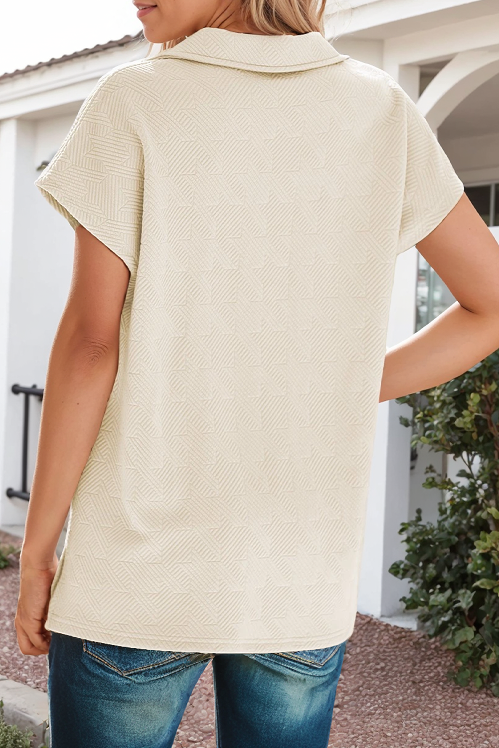 Textured Collared Top Apricot