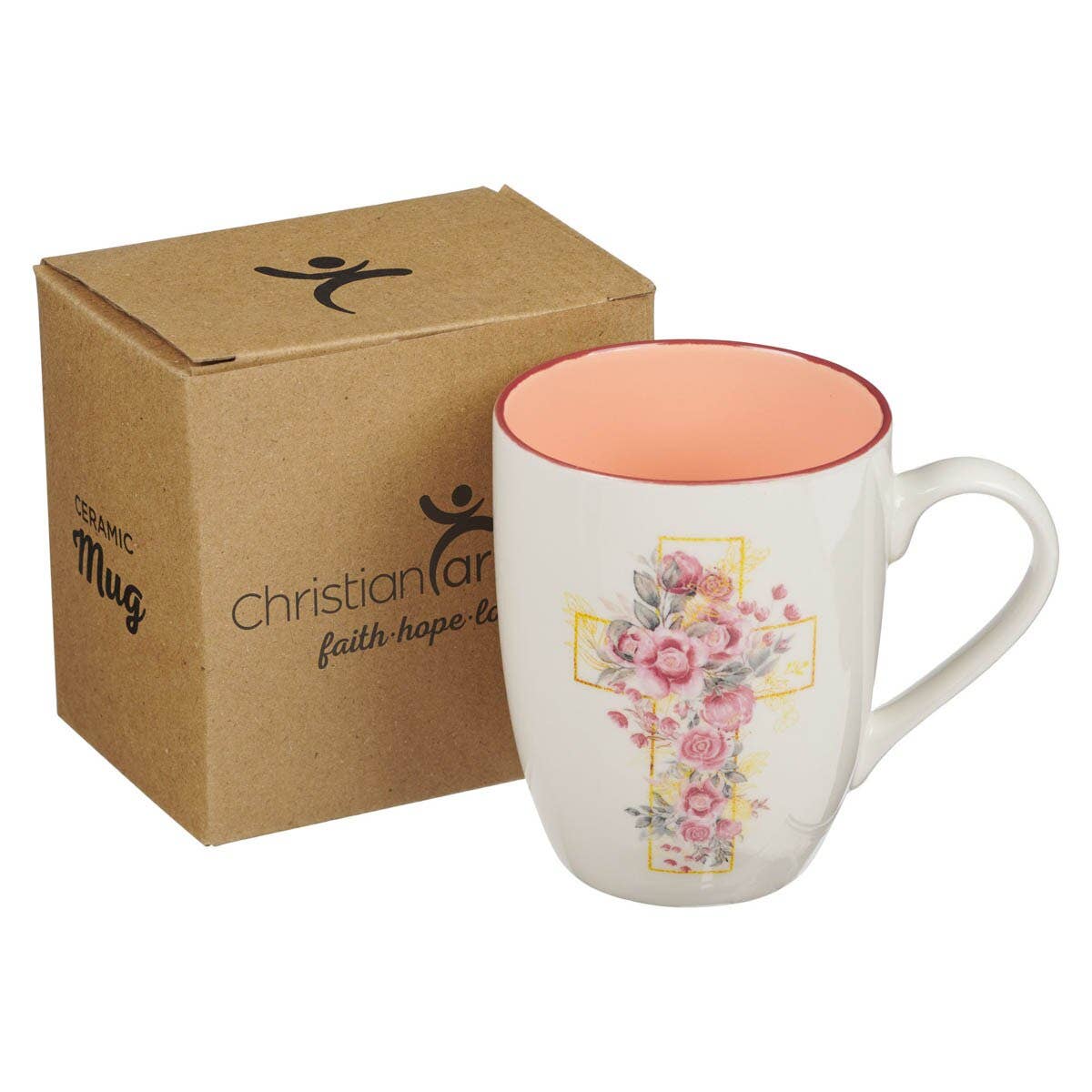 Mug Pink Floral Cross