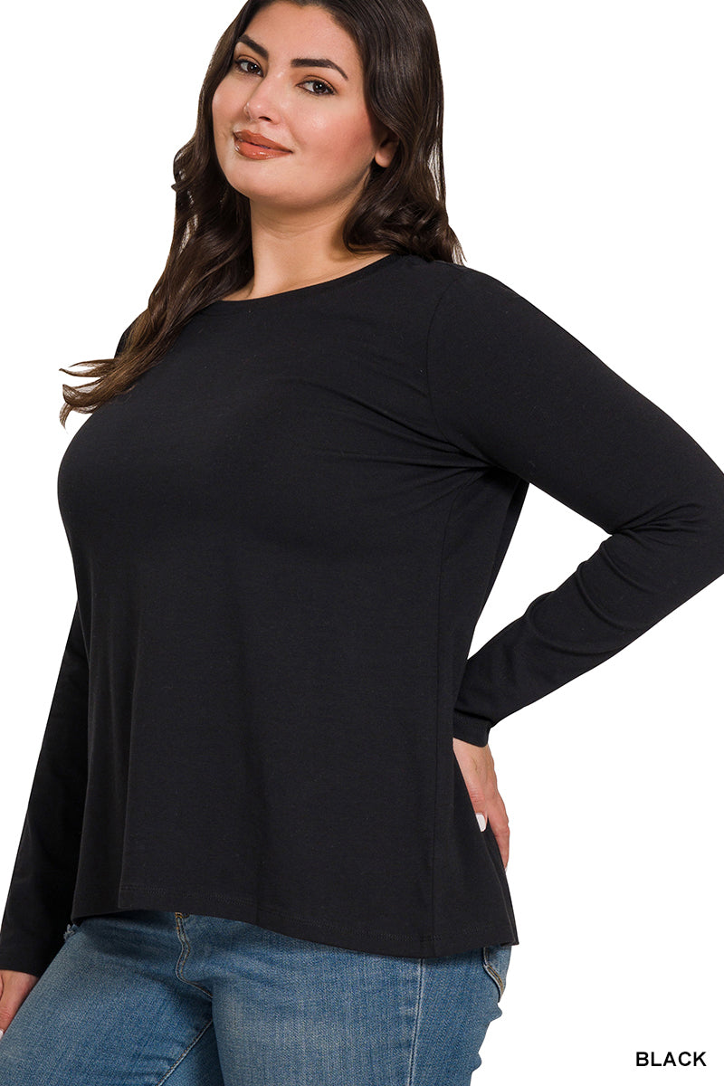 Long sleeve black tee plus sizes