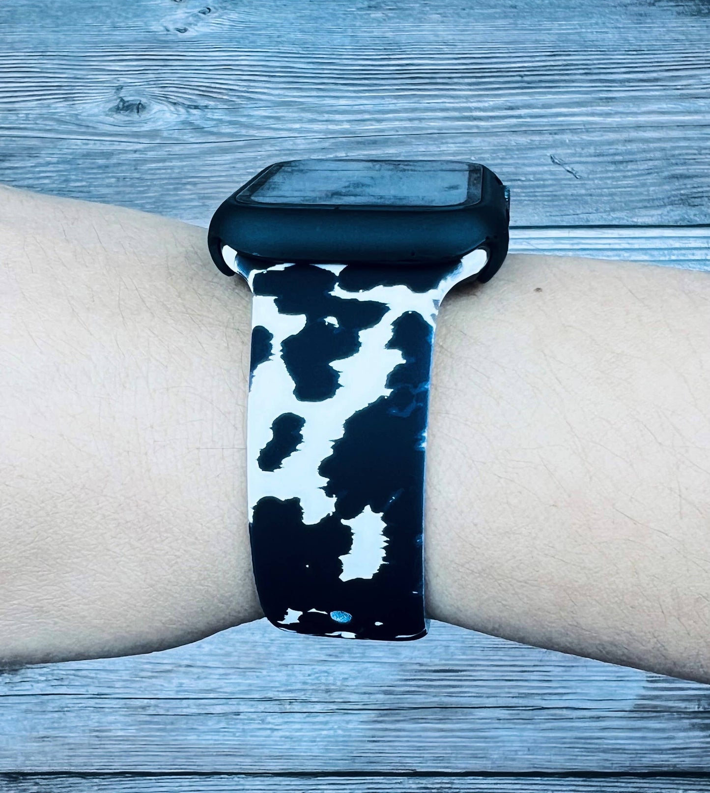 Silicone Apple Watch Band Cow Print