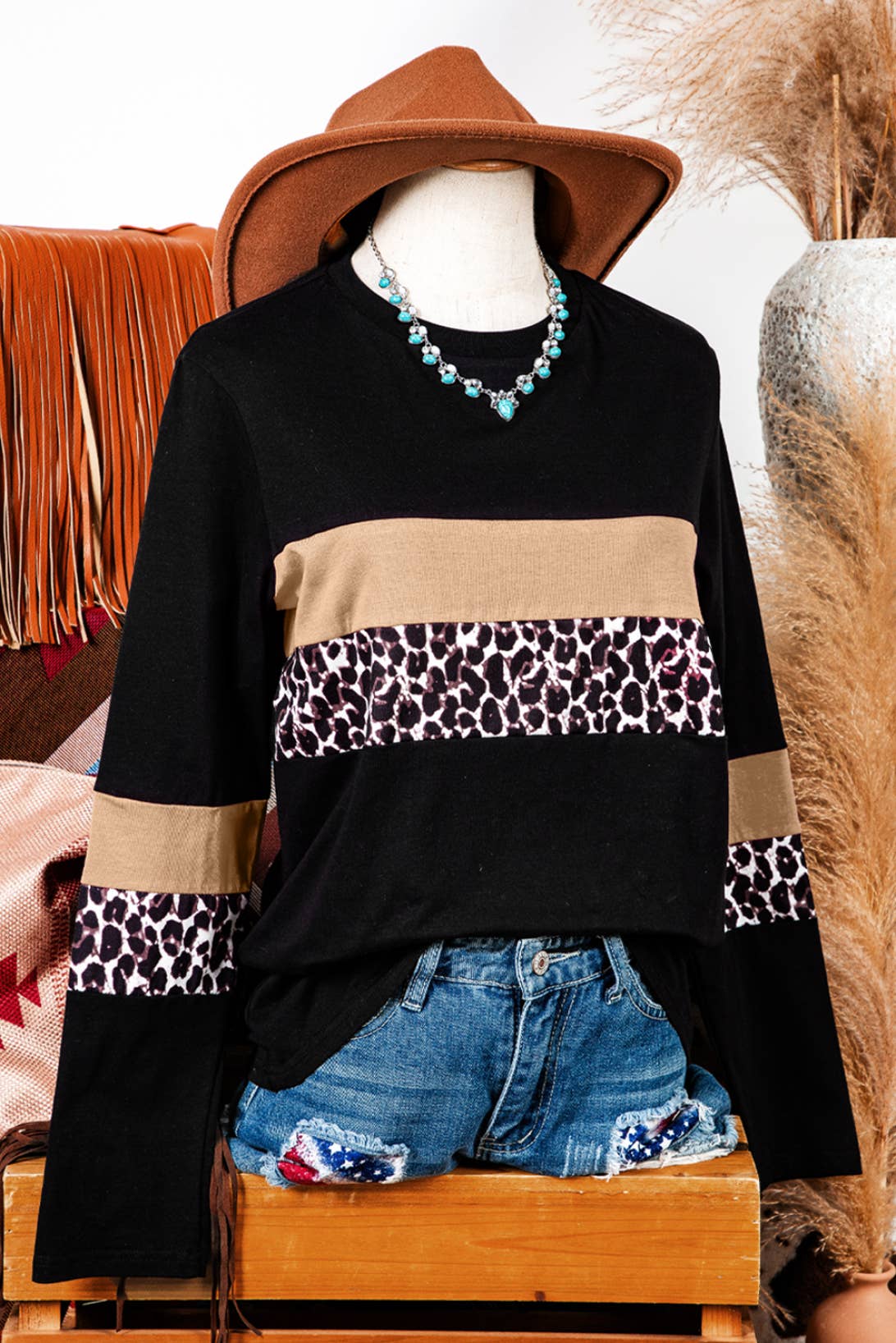 Leopard Colorblock long sleeve