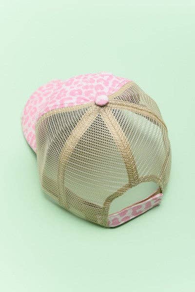 Distressed leopard baseball cap