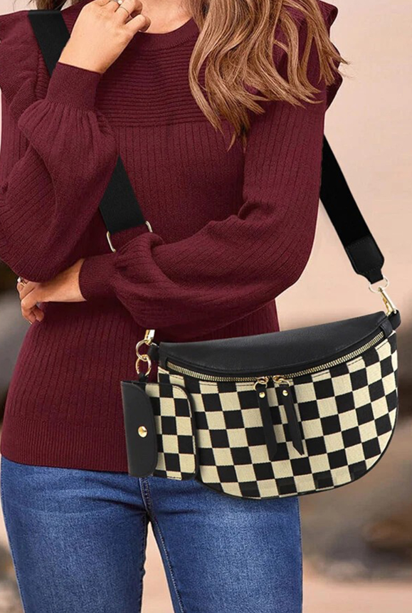 Checkered crossbody and wallet