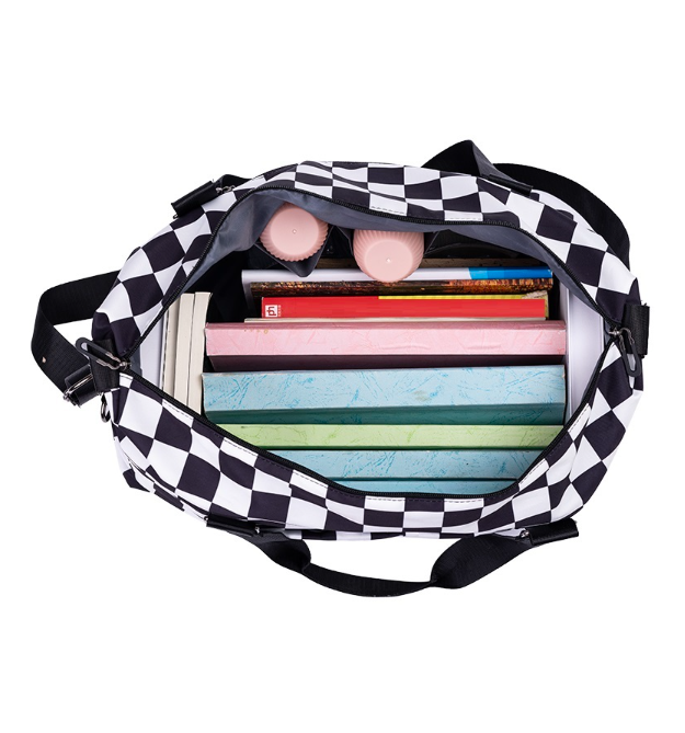Checkered duffle bag