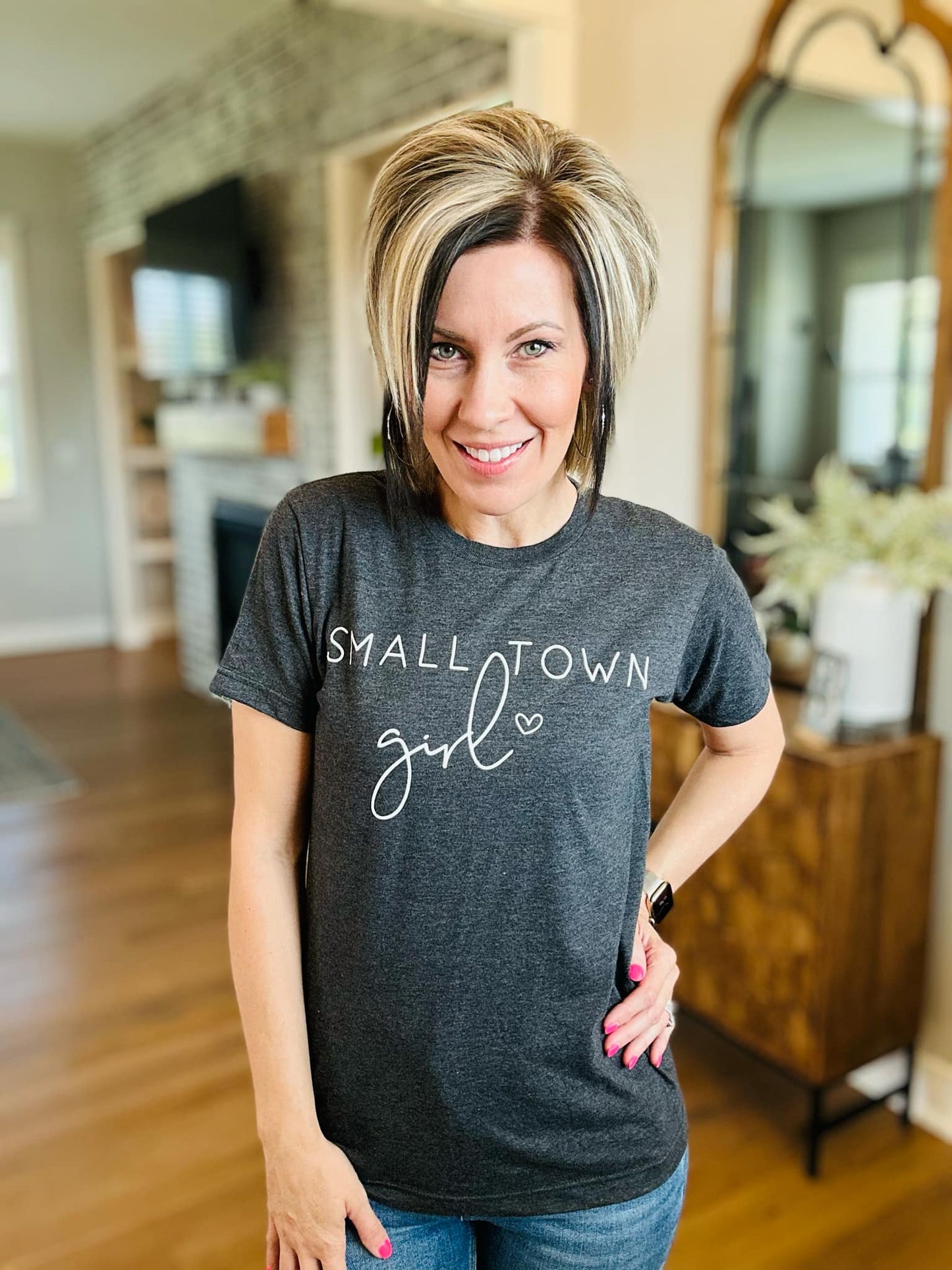 Small Town Girl grey tee