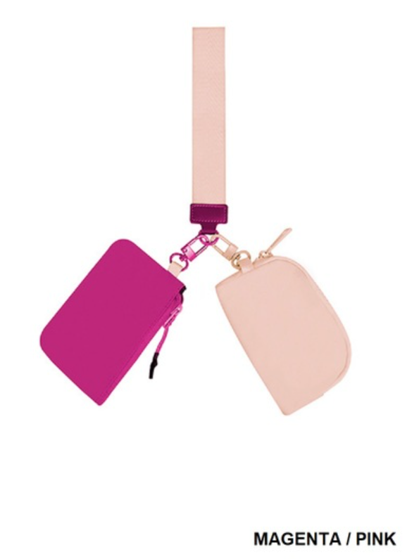 Dual pouch wristlet keychain wallet
