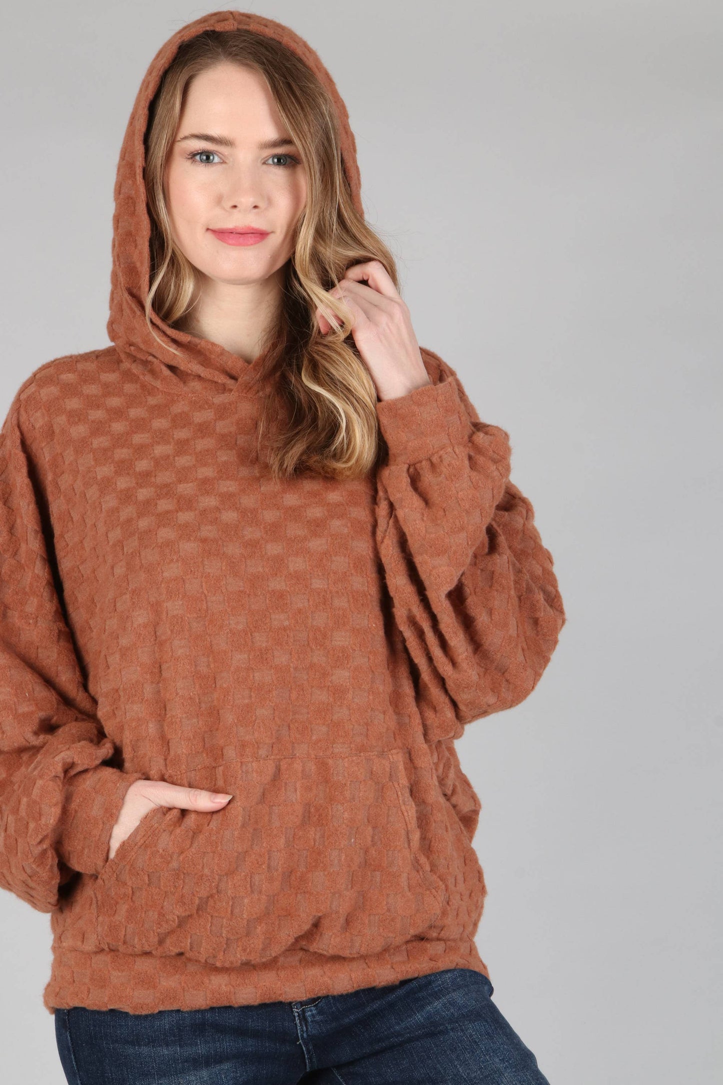 Rust checkered hoodie