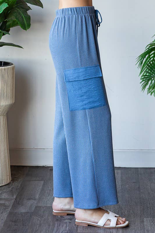 EP6780-10 SOLID URBAN RIBBED CASUAL PANTS