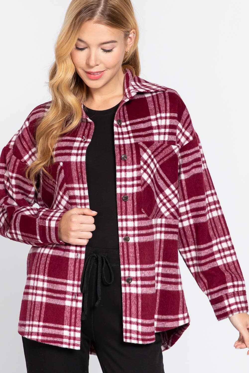 Burgundy/Ivory Plaid Jacket