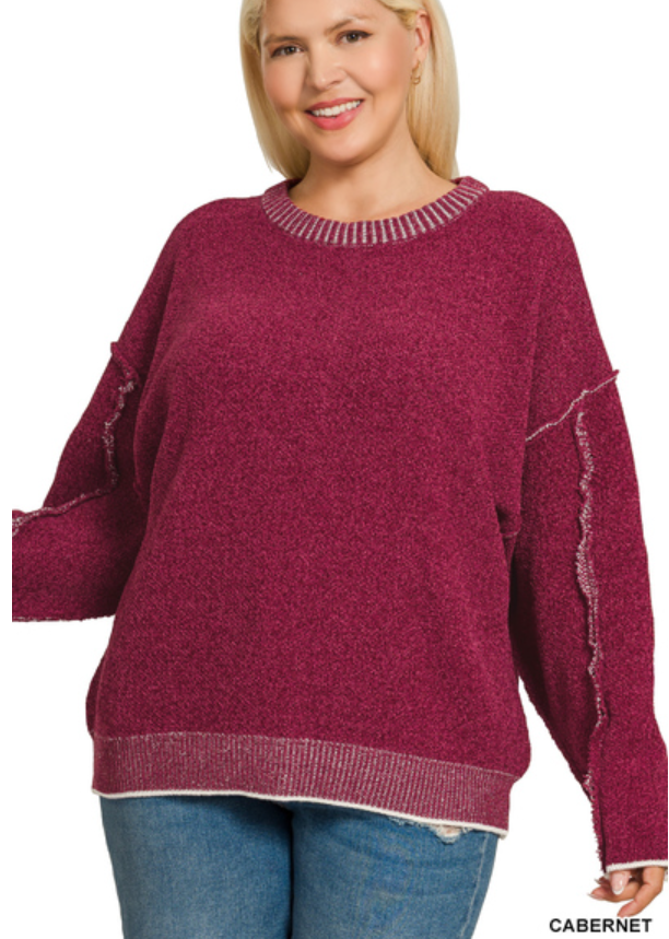Exposed seam sweater