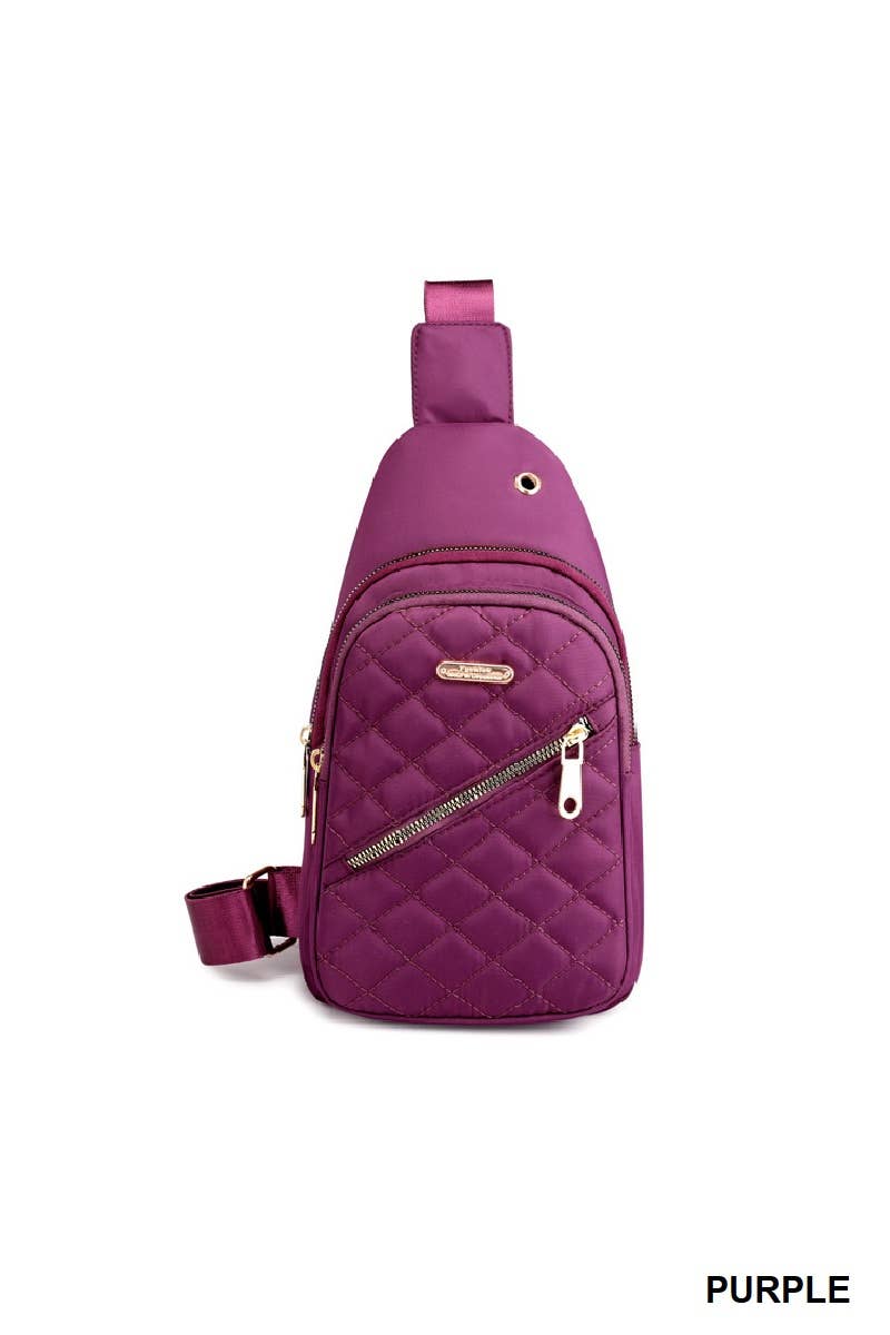 Quilted Multi Pocket Crossbody Sling Bag