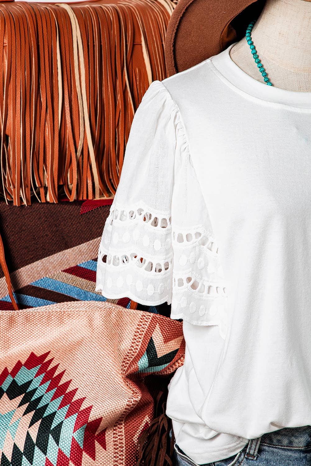 Embroidered Short Sleeve Top