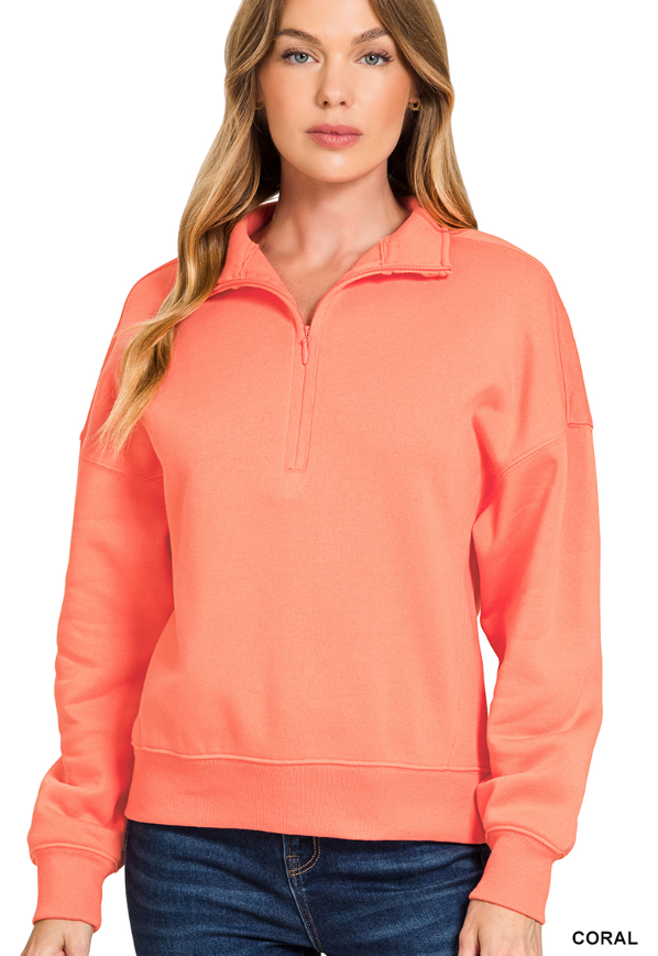 Fleece high neck half zip