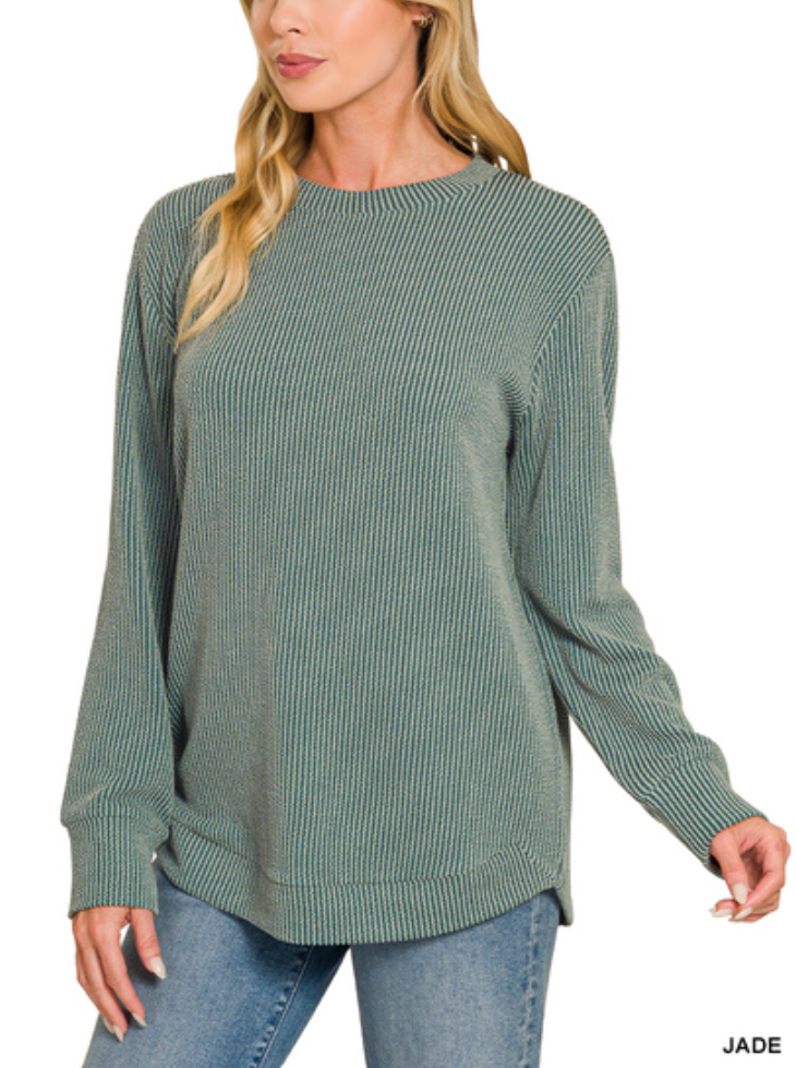 Jade ribbed round neck
