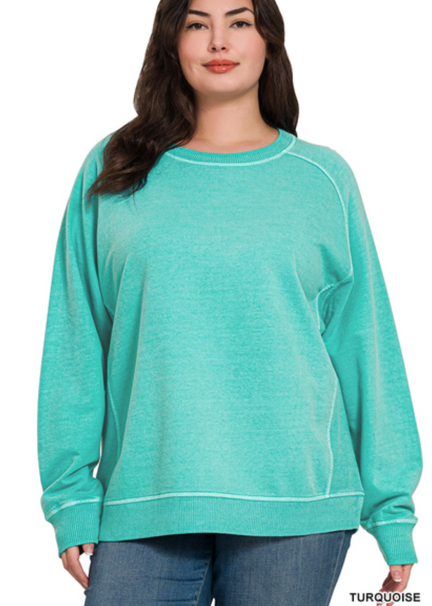 French terry pigment dye pullover