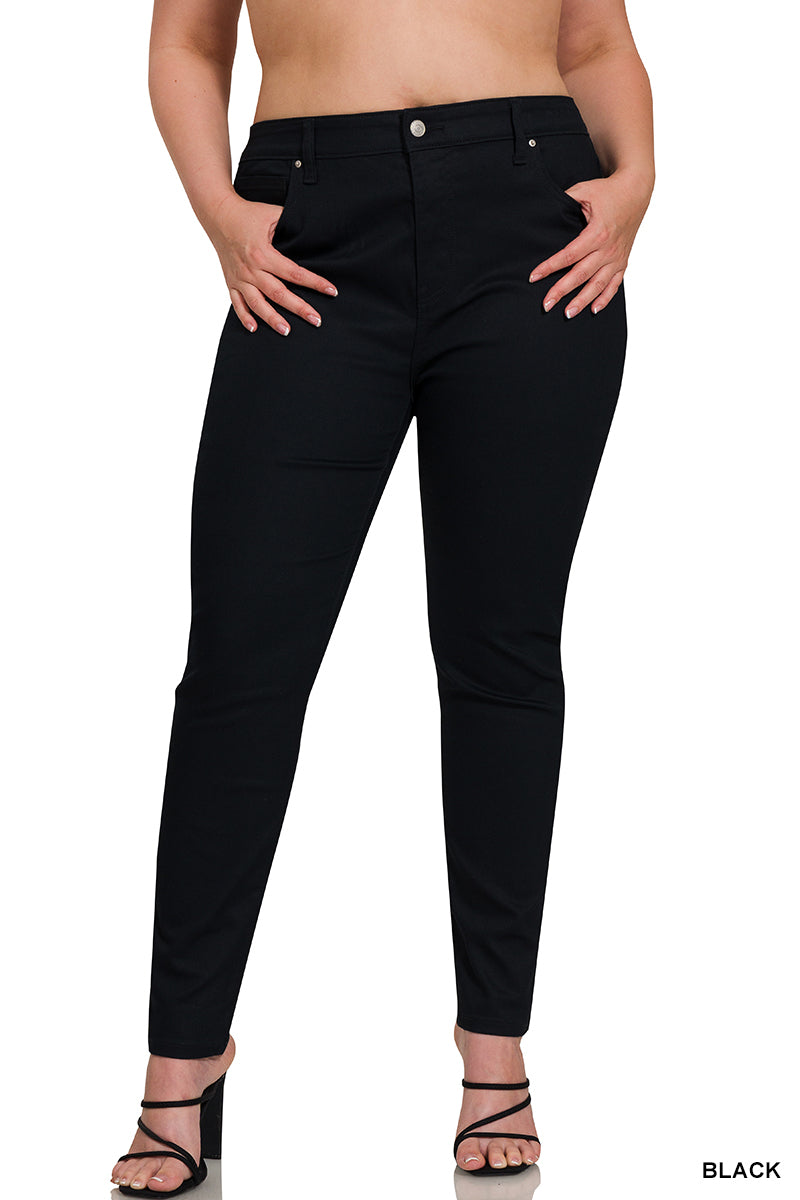 High-rise skinny color denim pants