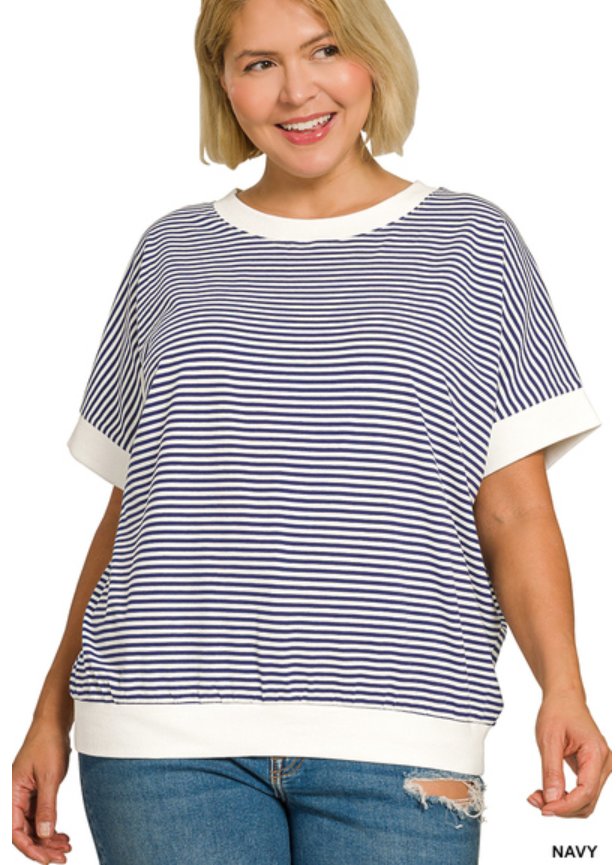 Navy stripe plus top