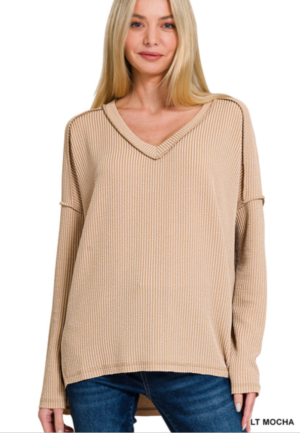 Ribbed long sleeve top