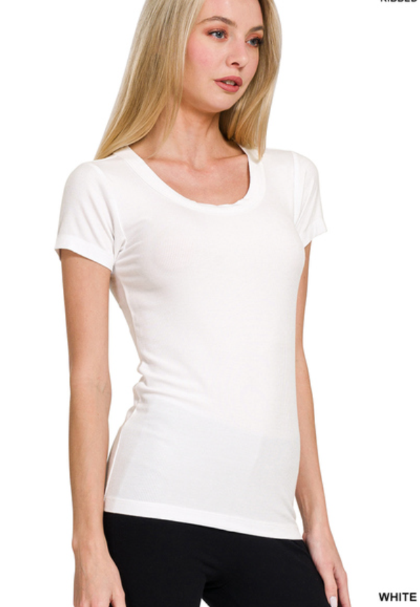 Ribbed tee round neck
