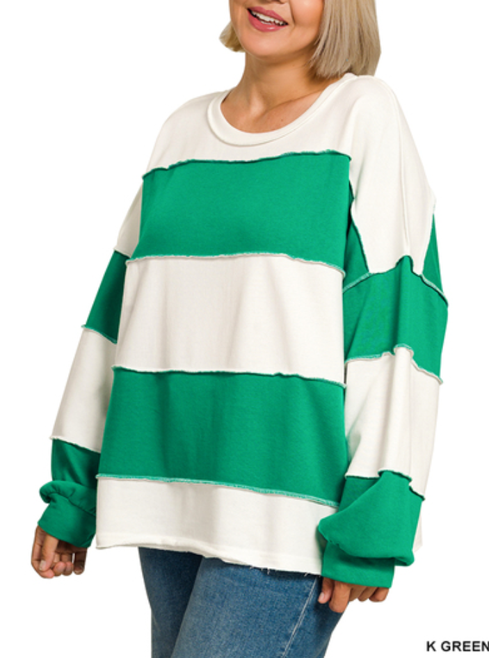 Rugby stripe french terry top