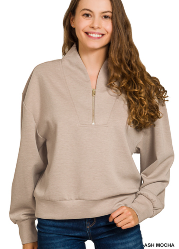 Scuba half zip mocha