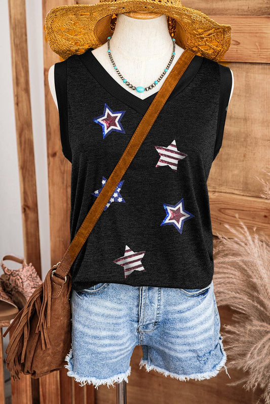 Sequin Star Patched Tank Top