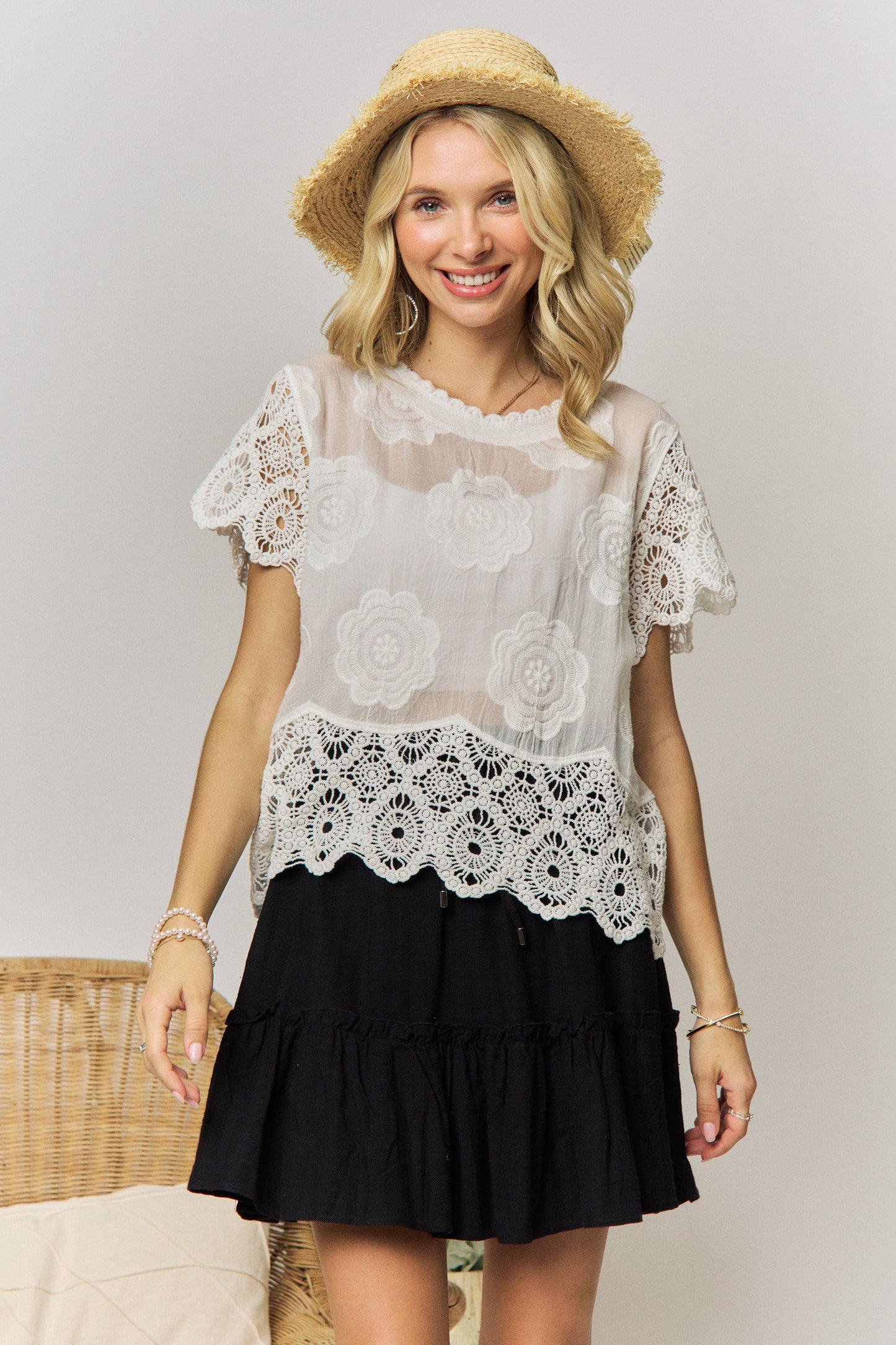 Lace cotton top