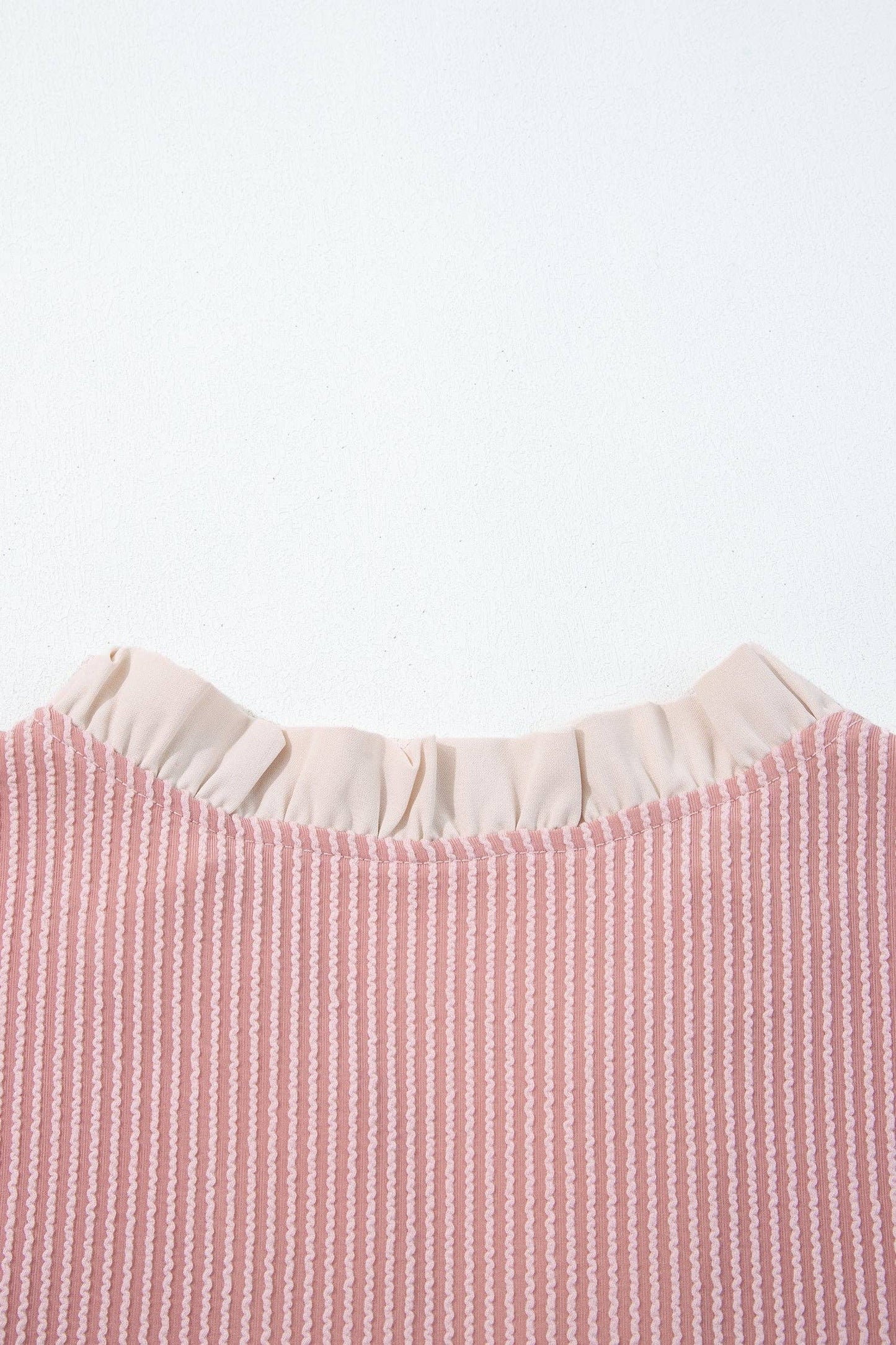 Mauve Frilled Neckline Ruffled Sleeve Plus