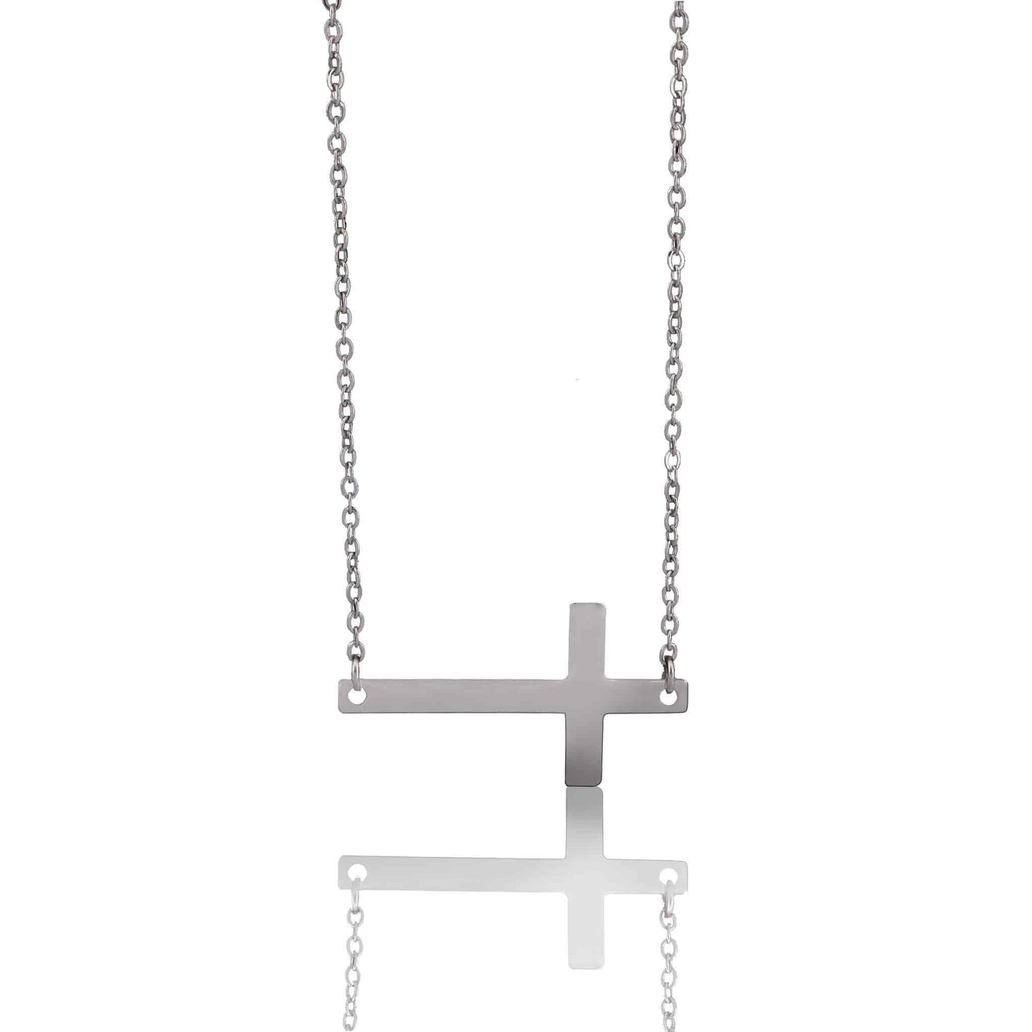 Stainless Steel Horizontal Cross Necklace