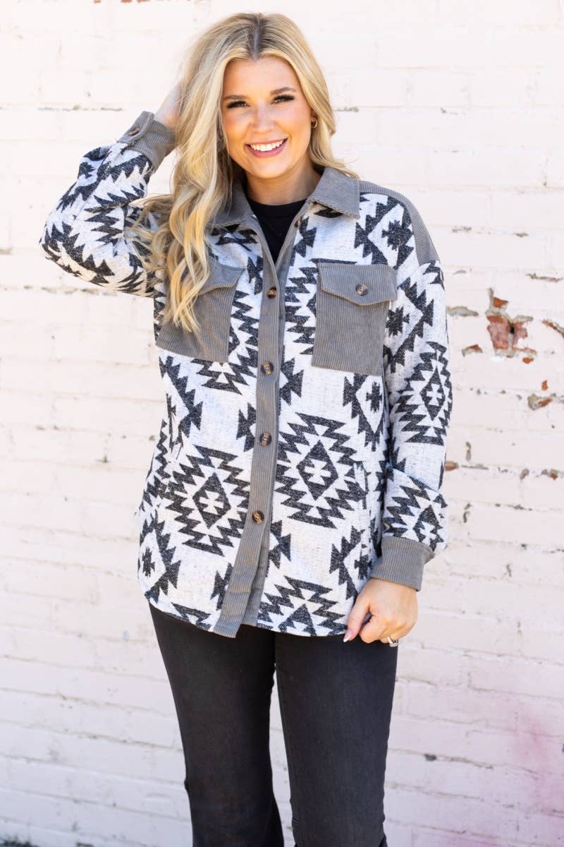 Grey western aztec jacket