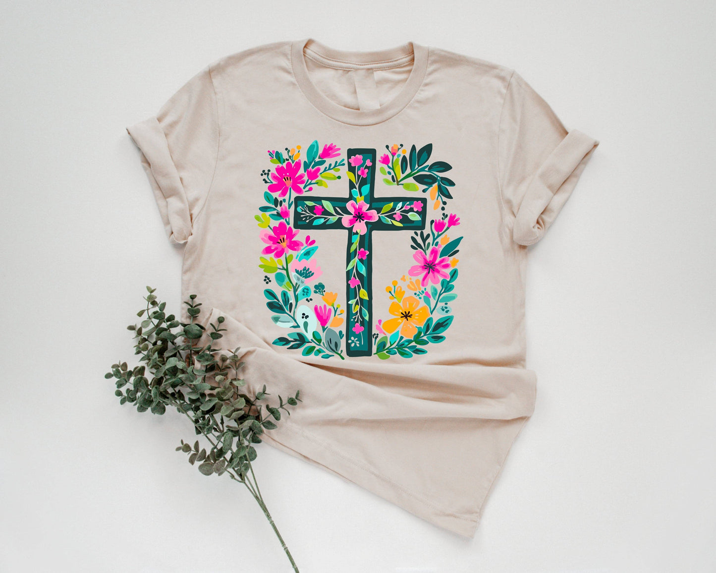 Floral spring trendy cross tee