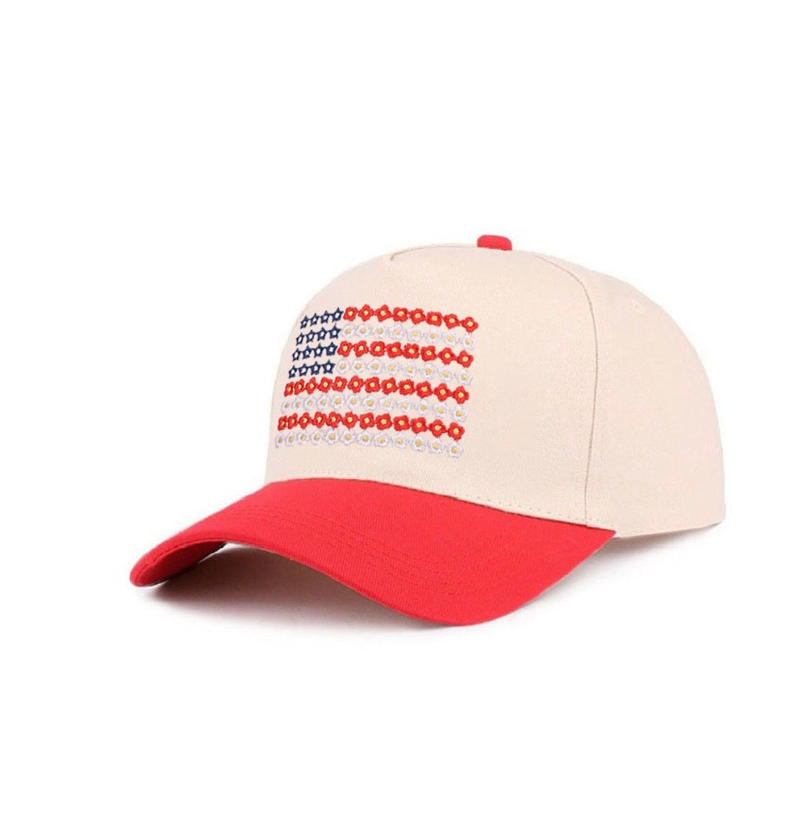Star floral American flag hat