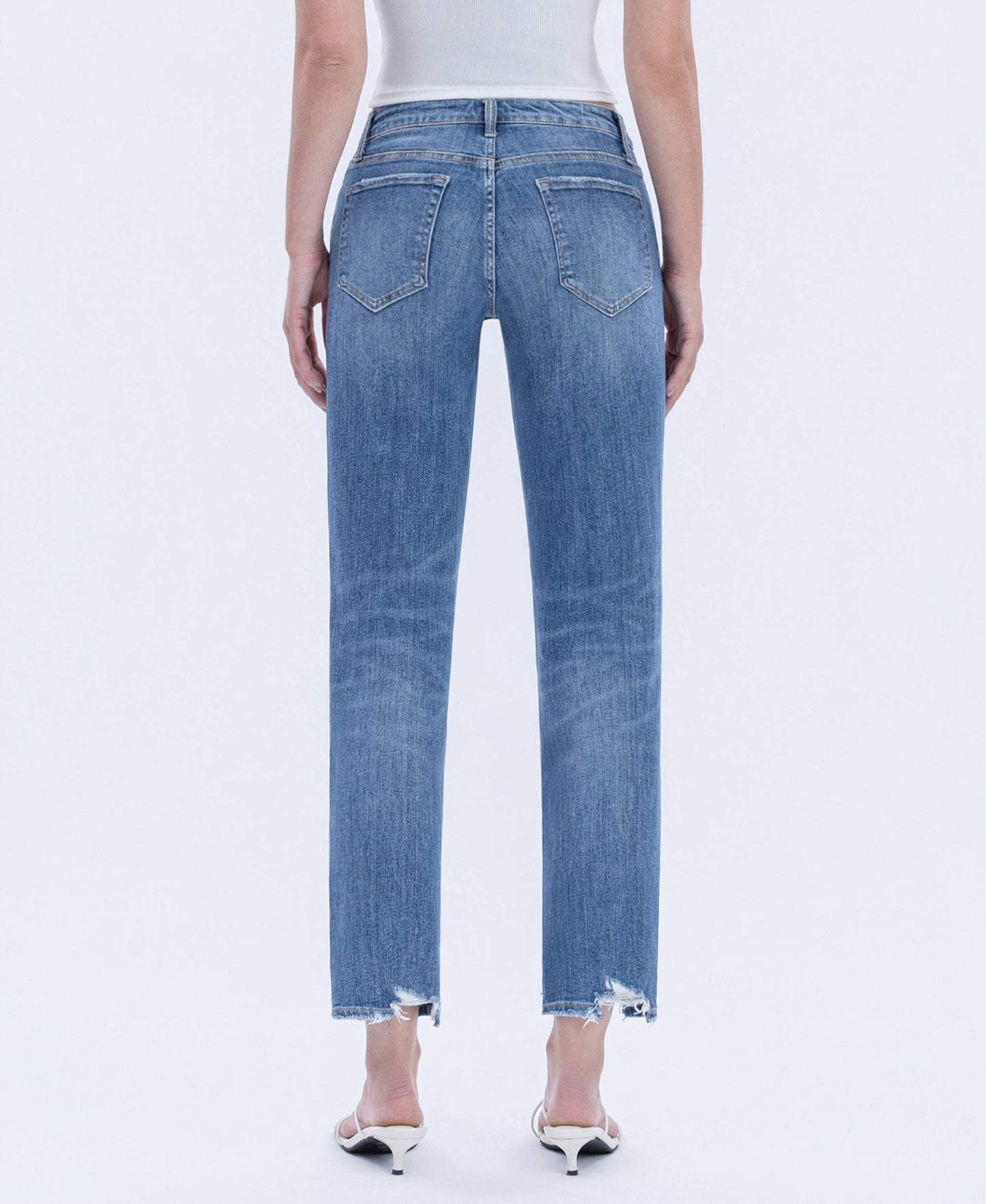 High rise distressed boyfriend jeans