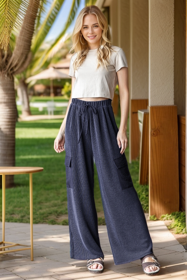 EP6780-10 SOLID URBAN RIBBED CASUAL PANTS