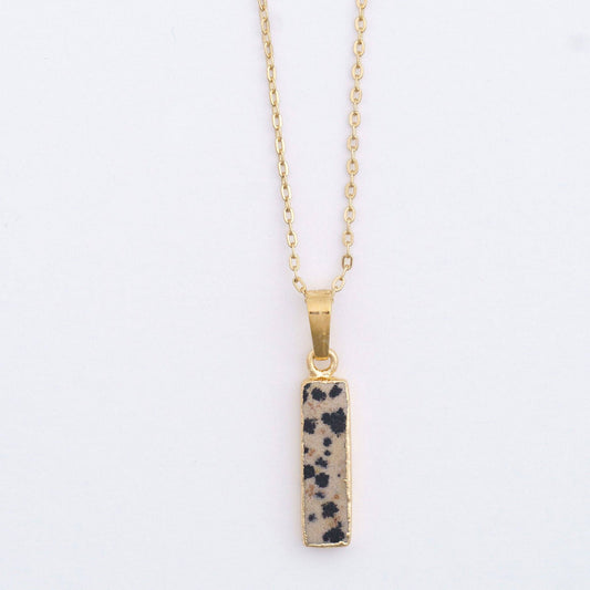 Dainty Genuine Stone 16" Bar Charm Necklace