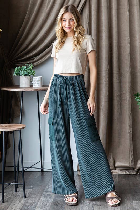 EP6780-10 SOLID URBAN RIBBED CASUAL PANTS